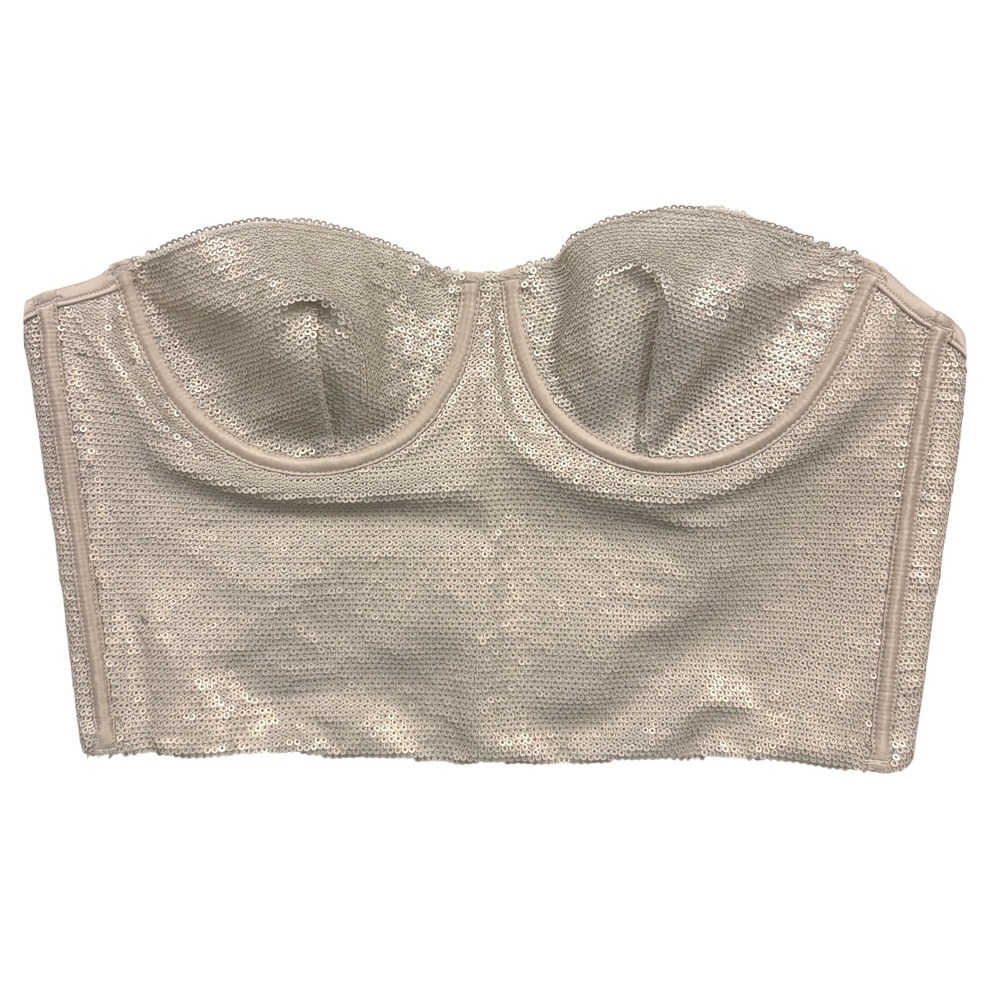 NWOT Sequin Embellished Bustier Crop Top‎ Party Clubwear Women's Size Medium